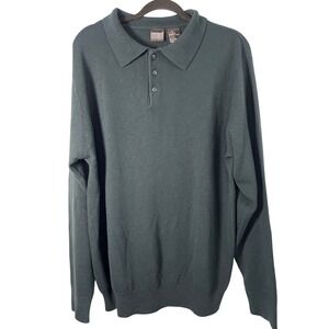 Knights Bridge Vintage Evergreen Collard Quarter Button Henley Sweater Retro L